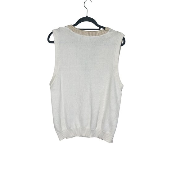 Retro Cable Knit Vest Tan L Preppy Academia Golf Resort Classic Chic Retro 80s - Picture 8 of 9